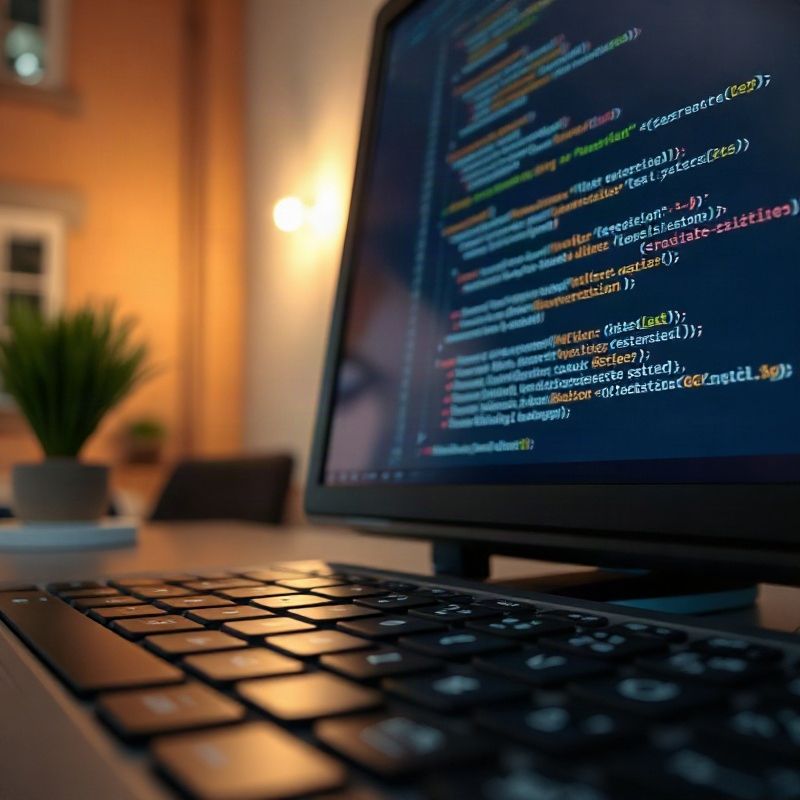 Primer plano de un teclado con sintaxis Python en un monitor oscuro